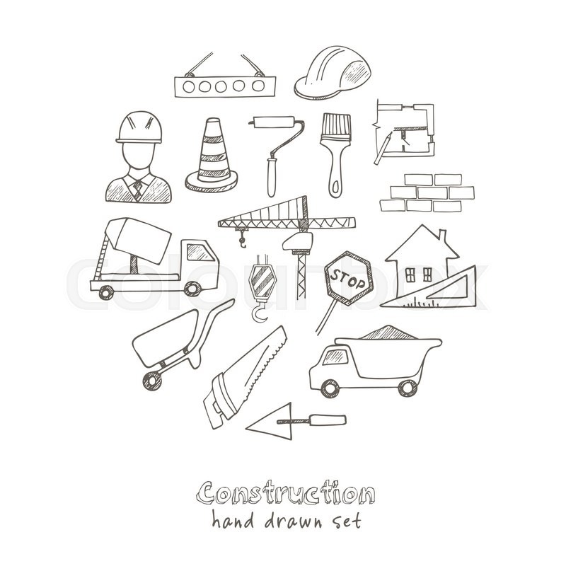 800x800 Set Of Doodle Sketch Architecture Construction Building Icons
