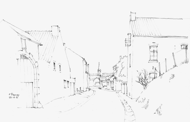 650x417 Architectural Sketches, Building, Hand Painted, Line Drawing Png