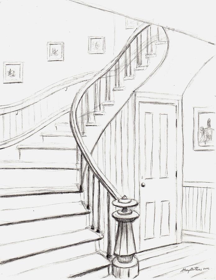 695x900 Stairs Black And White Drawing