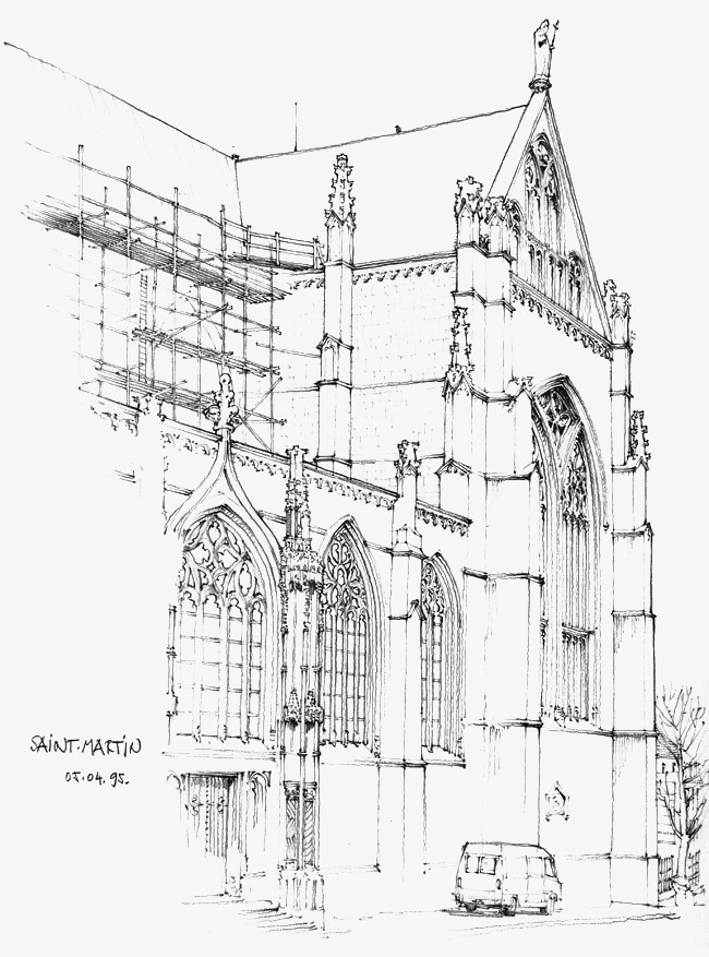 650x877 Architectural Sketches, Building, Hand Painted, Line Drawing Png