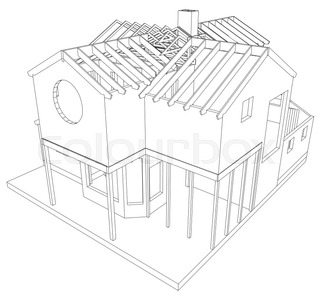 320x298 House Structure Architecture. Abstract Drawing. Tracing