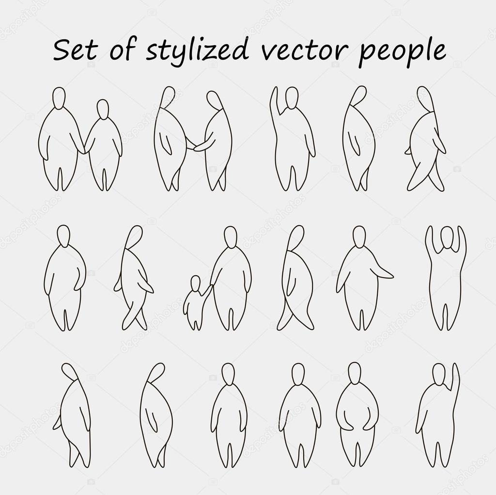 1024x1020 Hand Drawn Silhouette Of People, For Landscape And Architecture