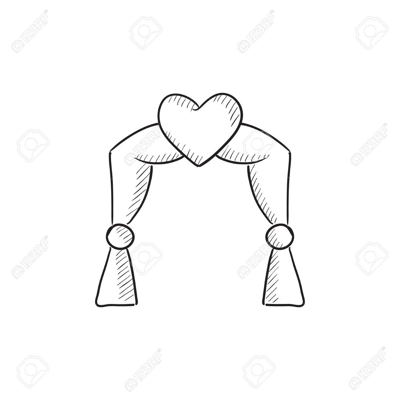 1300x1300 Wedding Arch Vector Sketch Icon Isolated On Background. Hand