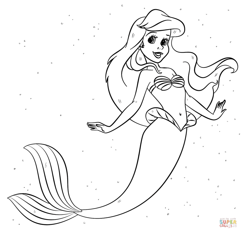820x791 Ariel From The Little Mermaid Coloring Page Free Printable