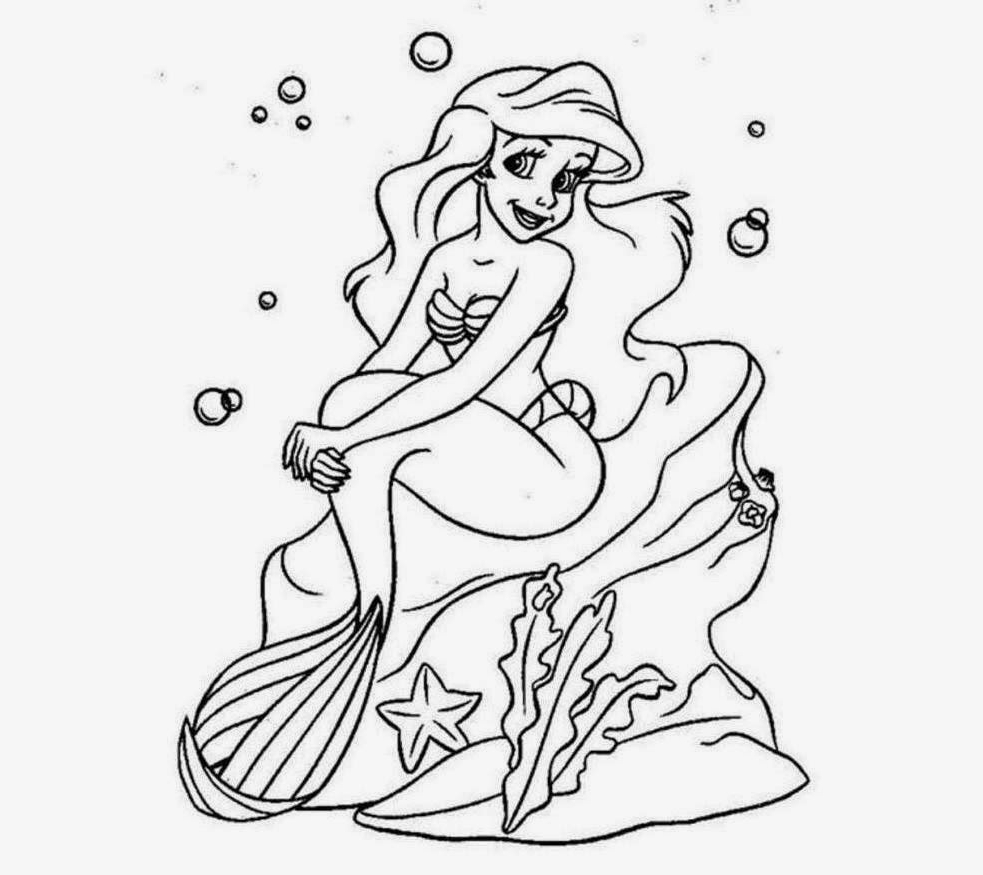 983x875 Colour Drawing Free Wallpaper Disney Princess Ariel Coloring