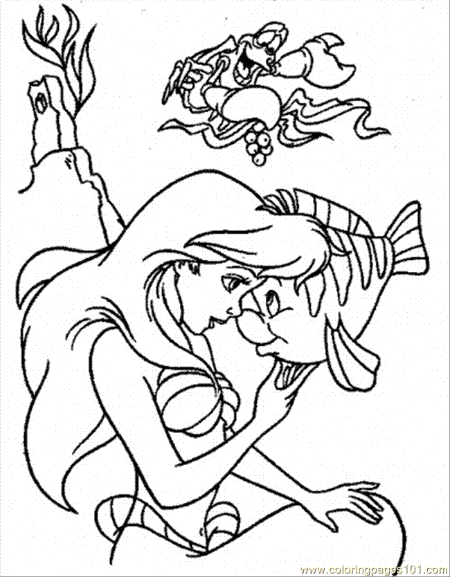650x834 Ariel Flounder Sebastian Coloring Page