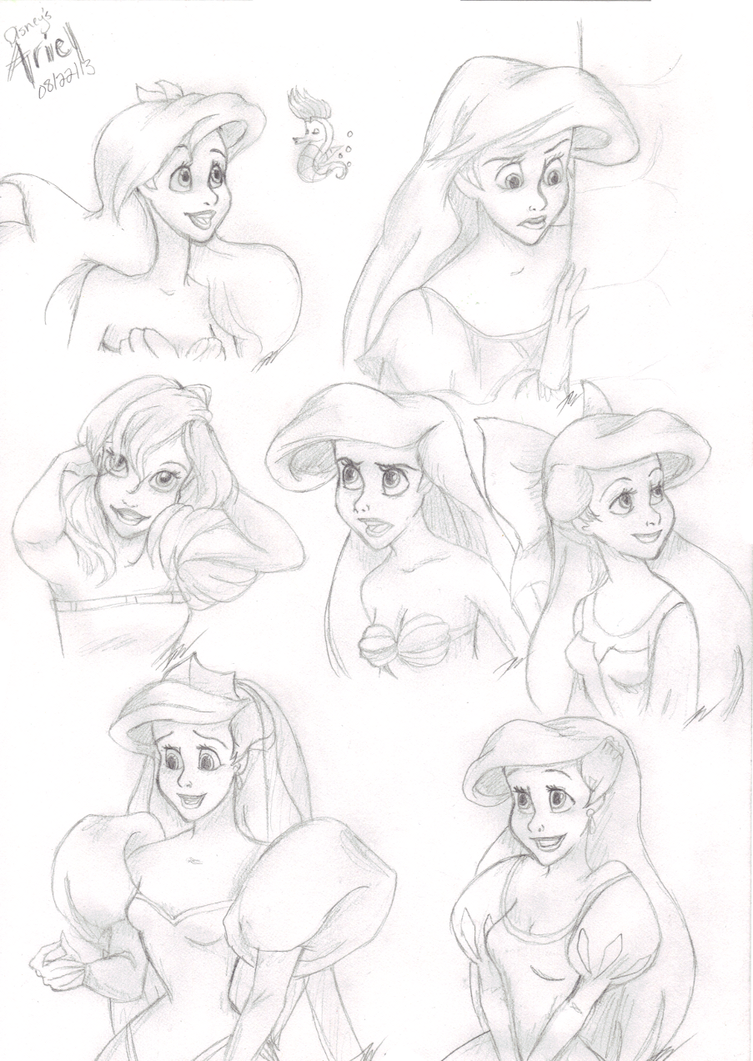 753x1061 Disney Sketch Ariel By Humanstick