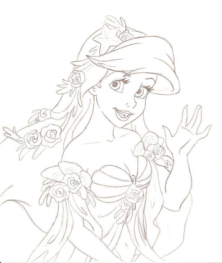 715x845 Princess Ariel Drawing Princess Ariel Drawing Step By Step