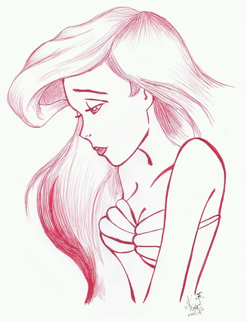 500x655 Ariel Mermaid Drawing Uploaded By Katy Guido