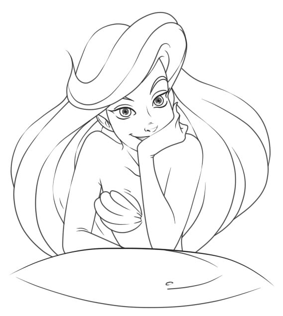 570x636 Princess Ariel Line Art By Elephoris