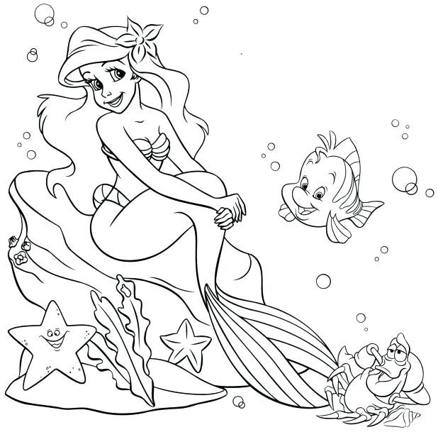 618x609 Disney Princess Ariel Coloring Pages To Print Colouring In Snazzy