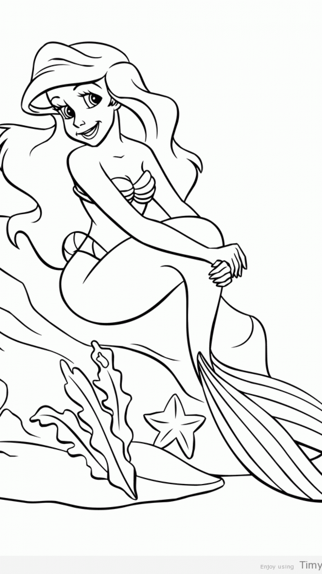 1080x1920 Ariel Mermaid Coloring Pages Timykids