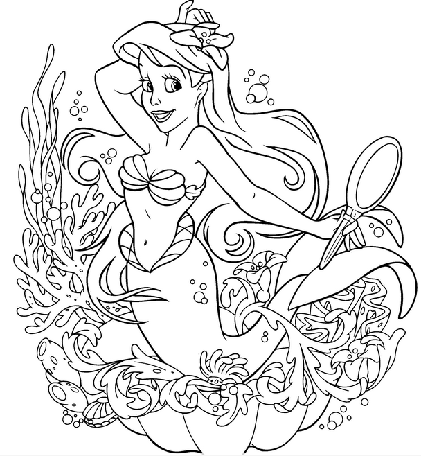 608x658 Ariel Princess Coloring Page Amp Coloring Book