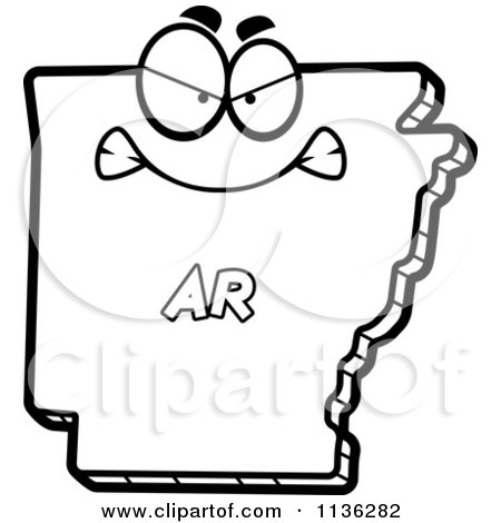 450x470 Cartoon Clipart Of An Outlined Mad Arkansas State Character