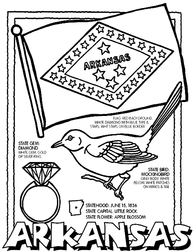 627x815 Arkansas Coloring Page