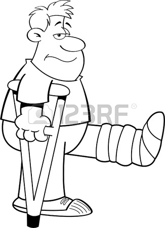 326x450 Cartoon Illustration Of A Bear With A Cast On His Arm And Leg