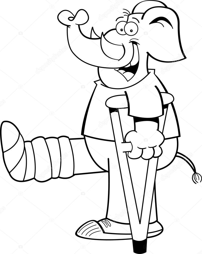 814x1023 Cartoon Elephant With His Leg In A Cast Stock Vector Kenbenner
