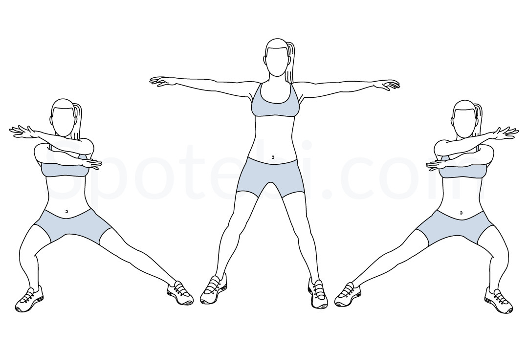 1080x720 Arms Cross Side Lunge Illustrated Exercise Guide