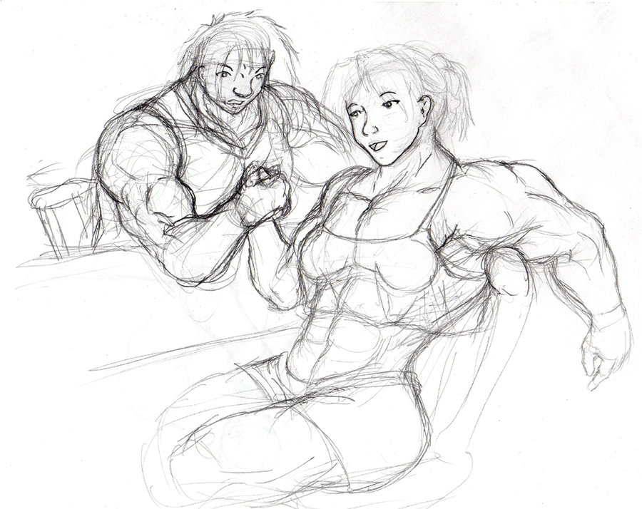 900x714 Kira And Tsumi Arm Wrestling By Otakutaylor