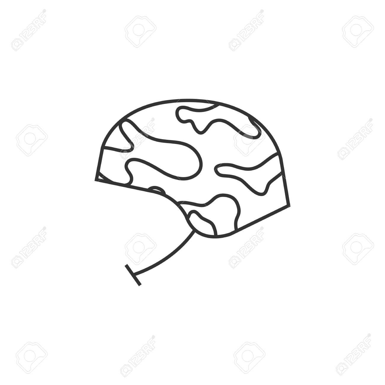 1300x1300 Military Helmet Icon In Thin Outline Style. Object Army Head