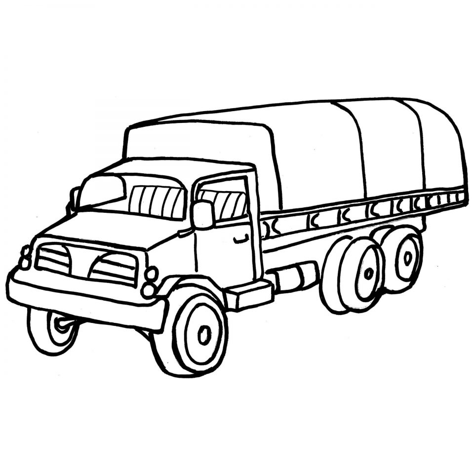 960x960 Army Half Truck Coloring Page For Boy To Print