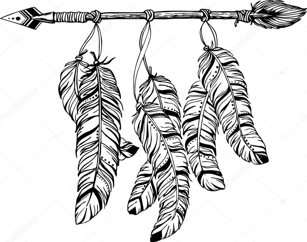 1023x807 Ethnic Arrows, Feathers. Boho Style. Stock Vector K Ssss