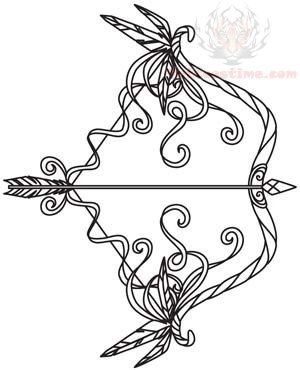 300x370 Arrow And Bow Tattoo Design