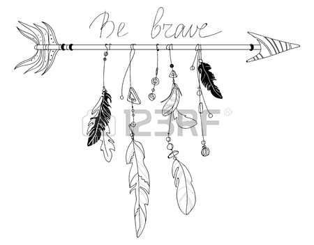 450x352 Vector Illustration Of An Arrow With Feathers. Indian Stylized