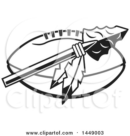450x470 Clipart Of A Blackd White Arrowhead With Feathers Over