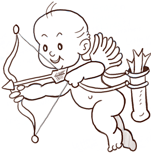 500x509 How To Draw Cupid With A Bow And Arrows