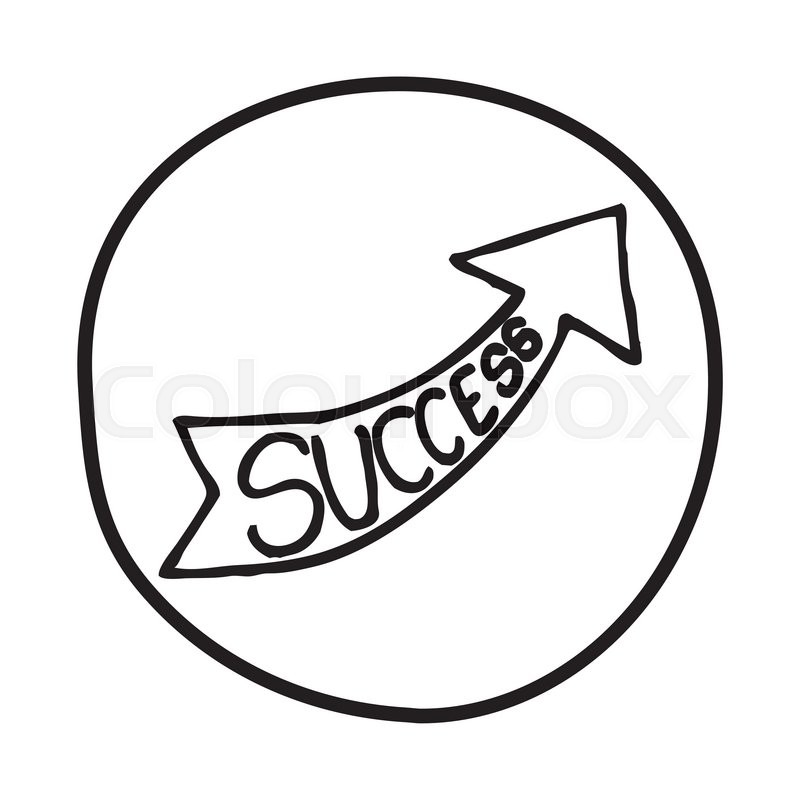 800x800 Doodlerrow Icon With The Word Success. Infographic Symbol In