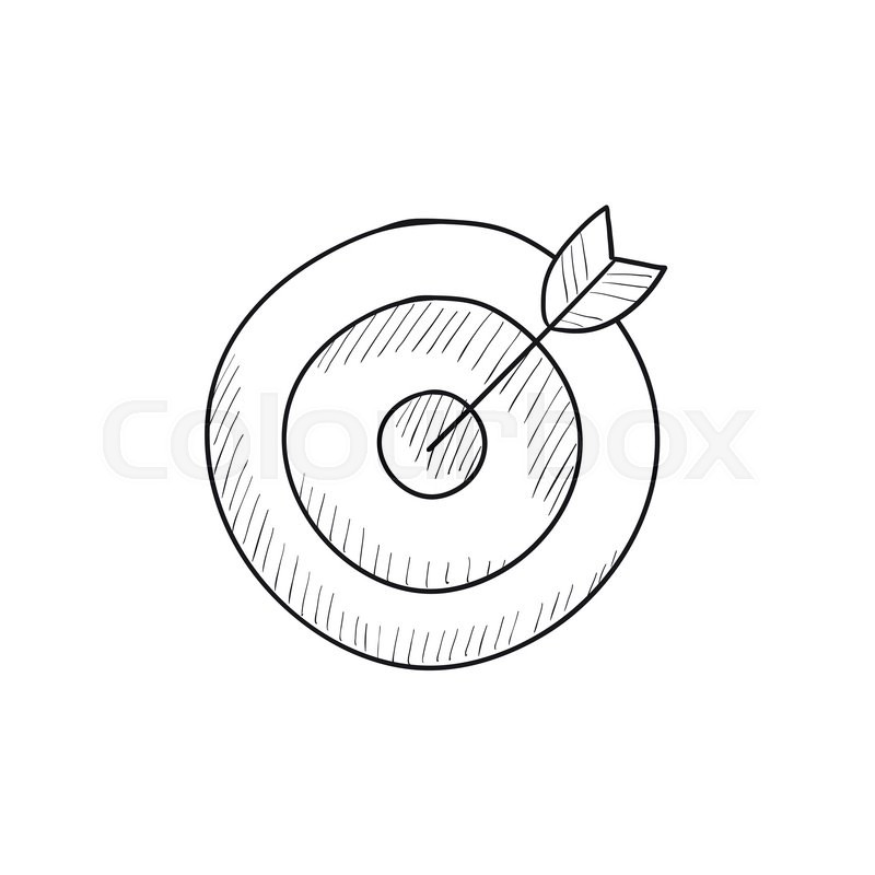 800x800 Target Board And Arrow Vector Sketch Icon Isolated On Background