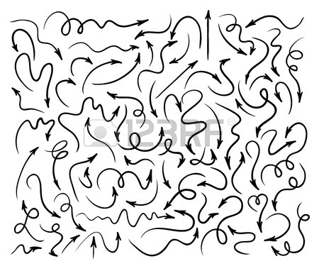 450x375 Thin Line Arrow Set. Vector Pencil Pointer Arrows Isolated Royalty