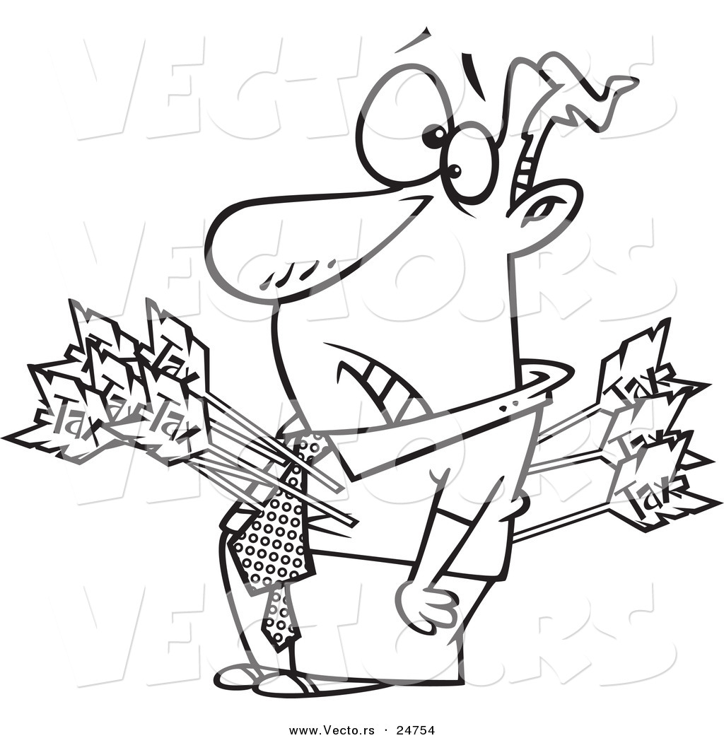 1024x1044 Vector Of A Cartoon Man Shot With Tax Arrows