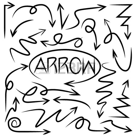 450x450 Sketched Icons Set, Drawing Line Arrows Royalty Free Cliparts