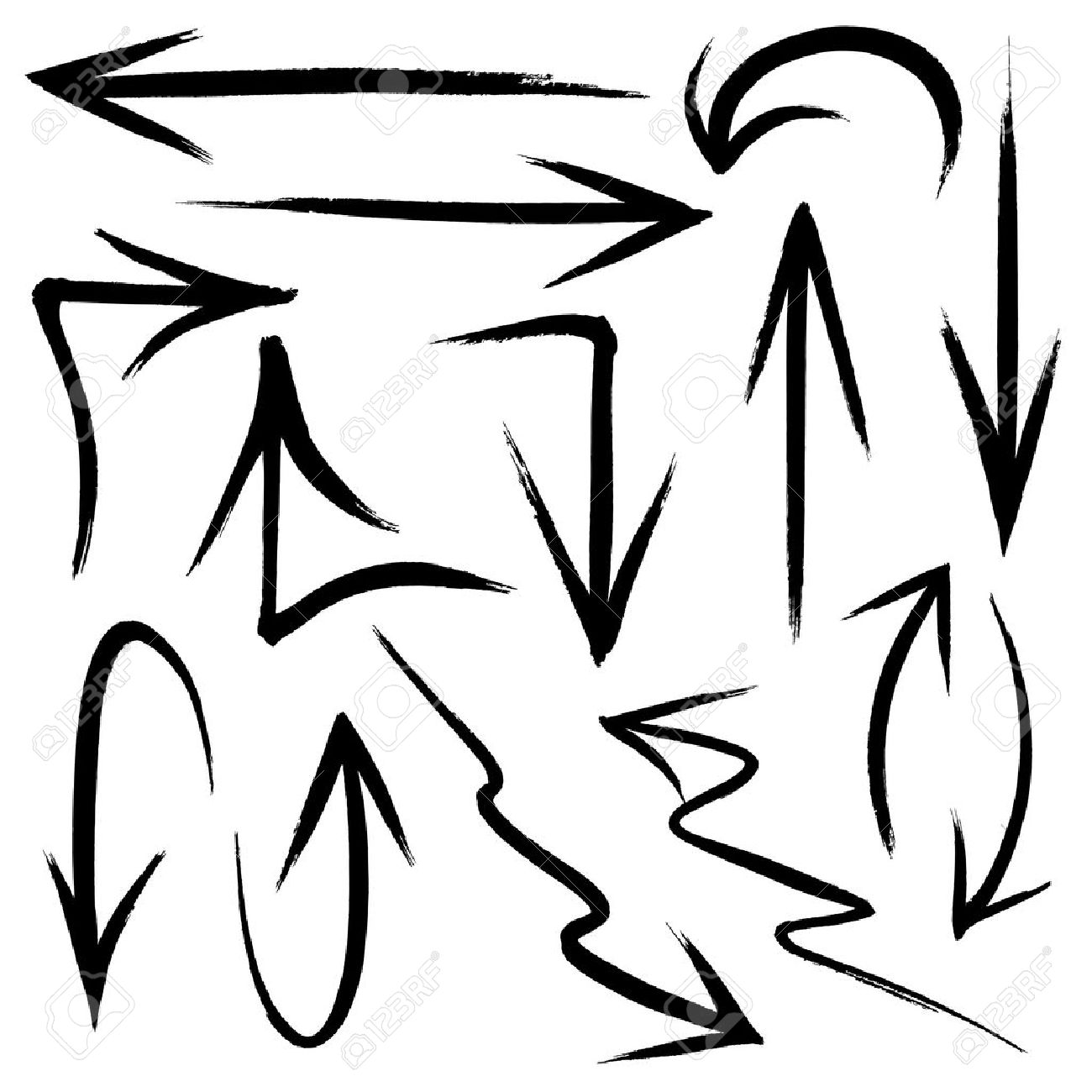 1300x1300 Collection Of Hand Drawn Doodle Style Arrows In Various Directions