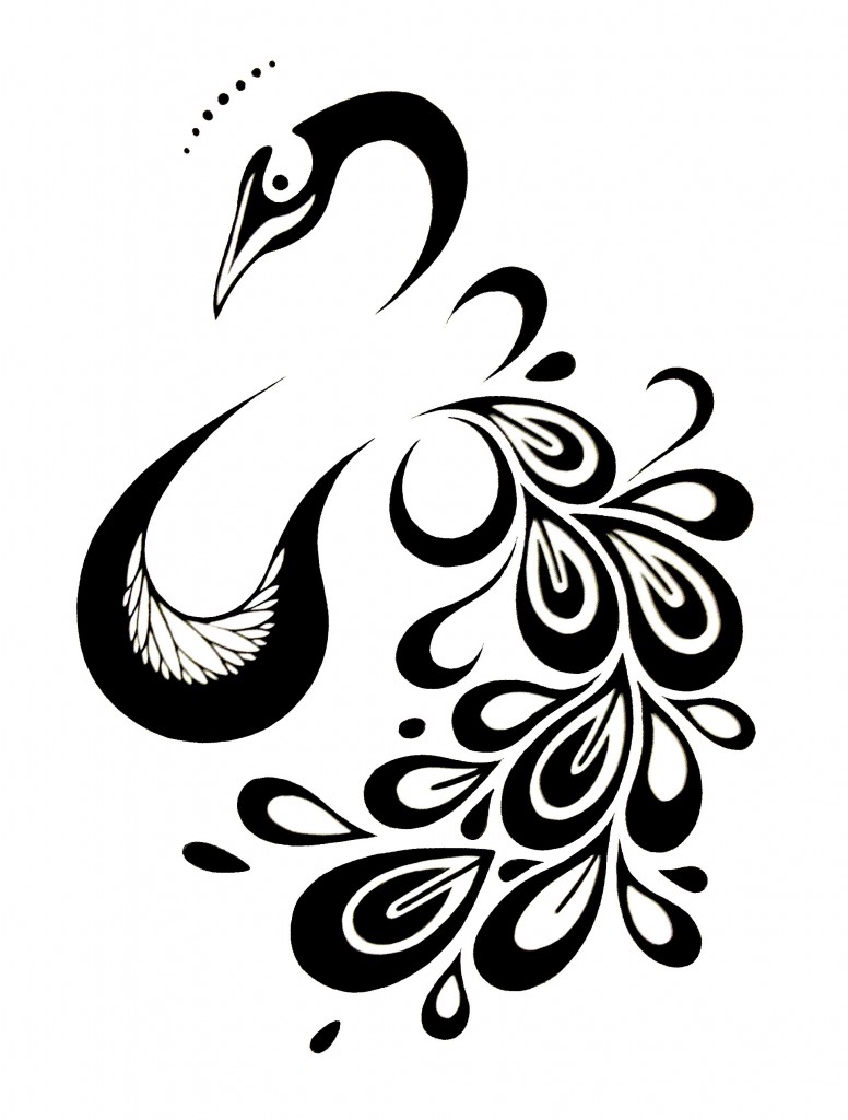 776x1024 Nail Art Peacock Design Black And White Free Download Clip Art