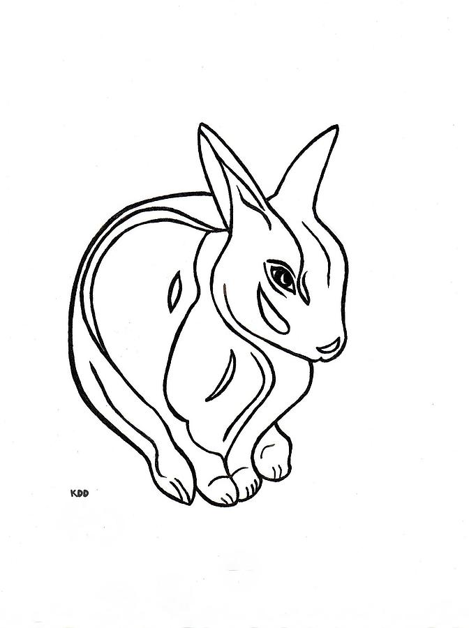 672x900 Art Deco Bunny Drawing By Michael Dohnalek