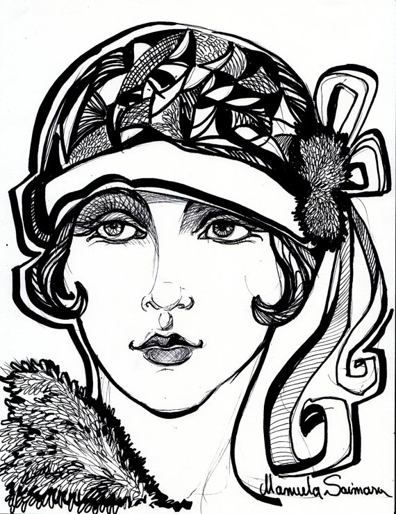 570x741 Flapper Girl Art Deco Print Downton Abbey By Artfashiondesign My