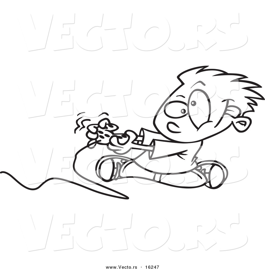 1024x1044 Vector Of A Cartoon Boy Playing A Video Game With A Controller