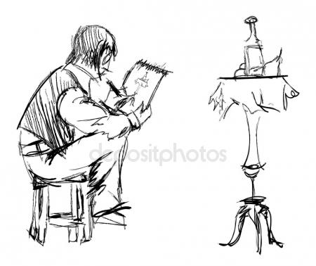 450x378 Easel. Vector Sketch Stock Vector Marinka