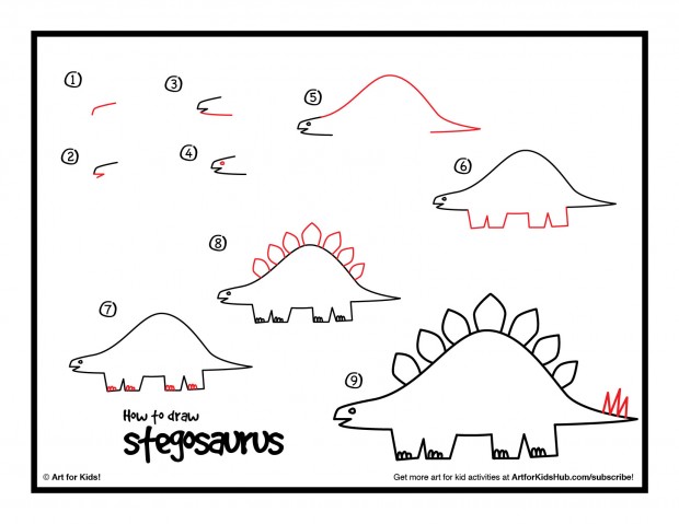 620x479 How To Draw A Stegosaurus (For Younger Artists)!