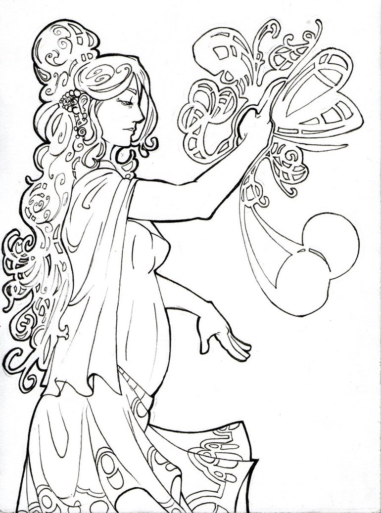 770x1038 Art Nouveau Selene By ~medi94 On Cambalache