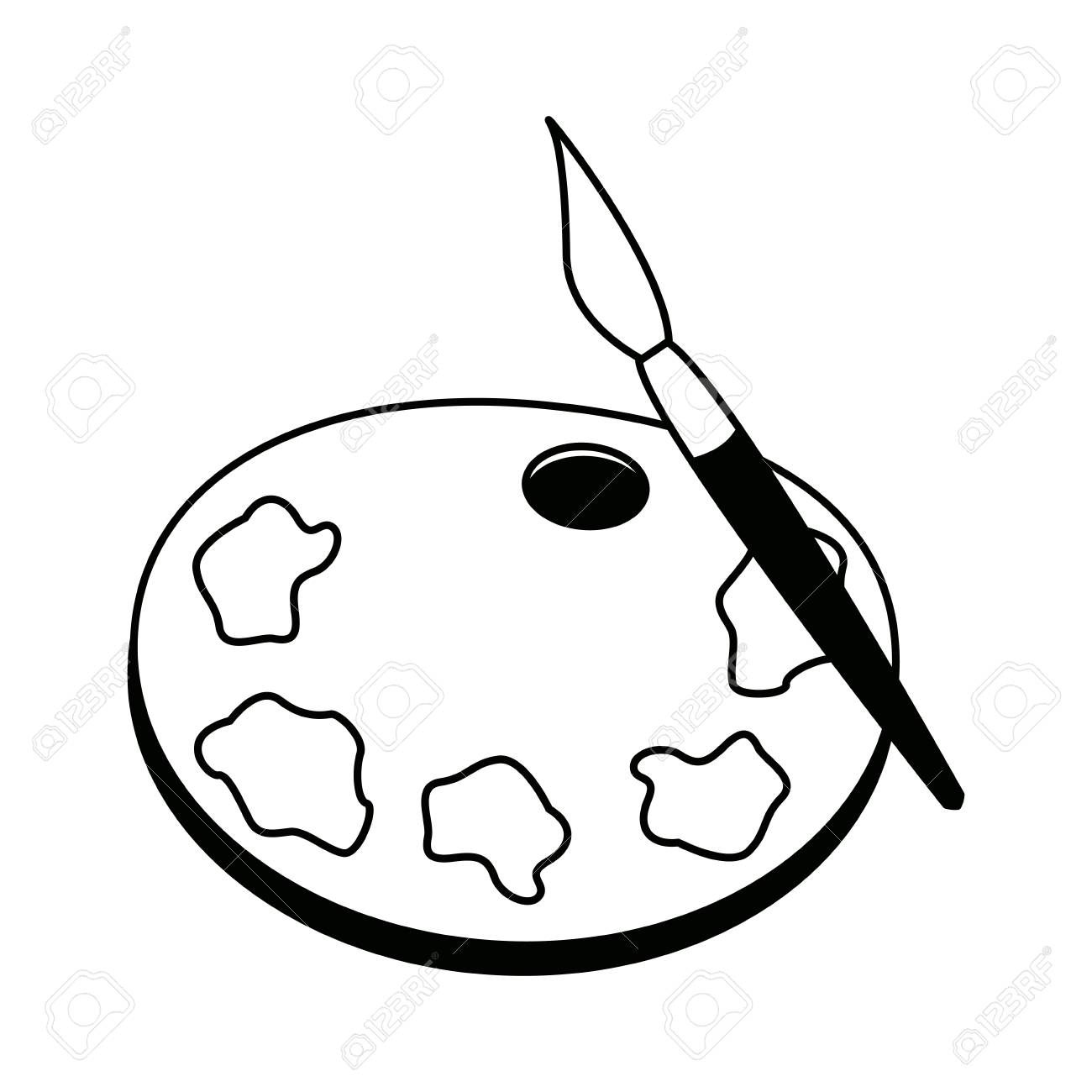 1300x1300 Artistic Palette Paint Brush Color Creative Vector Illustration