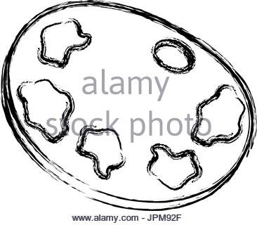 366x320 Artistic Palette With Color Wheel Equipment Drawing Stock Vector