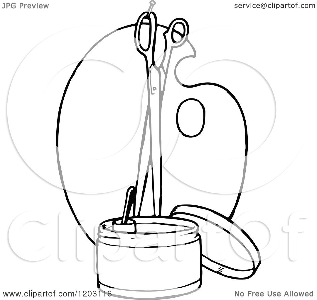 1080x1024 Clipart Of A Vintage Black And White Palette And Art Supplies