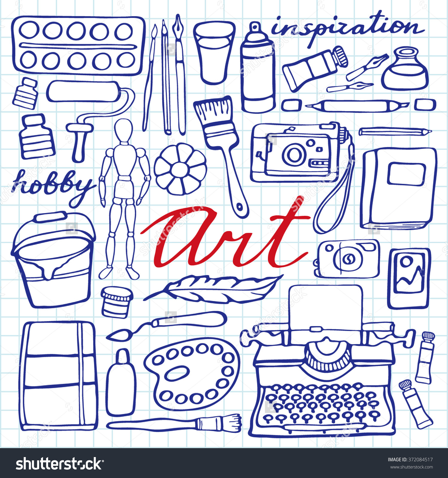 1500x1599 Art Supplies For Drawing Art Supplies Set Handdrawn Cartoon