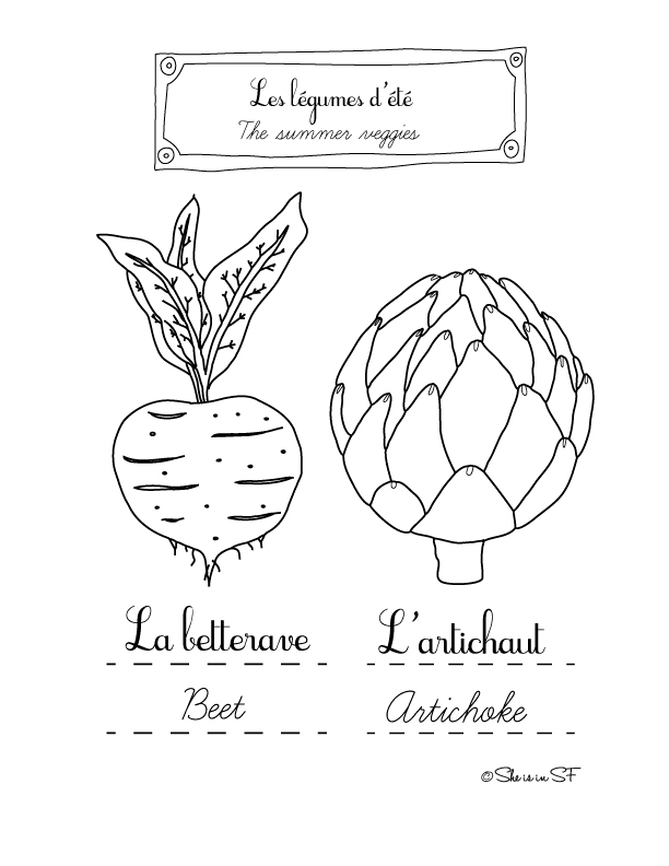 612x792 Free Coloring Page With Summer Veggies Beet And Artichoke