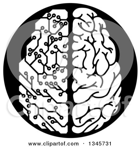 450x470 Clipart Of A Blue Artificial Intelligence Circuit Board Brain