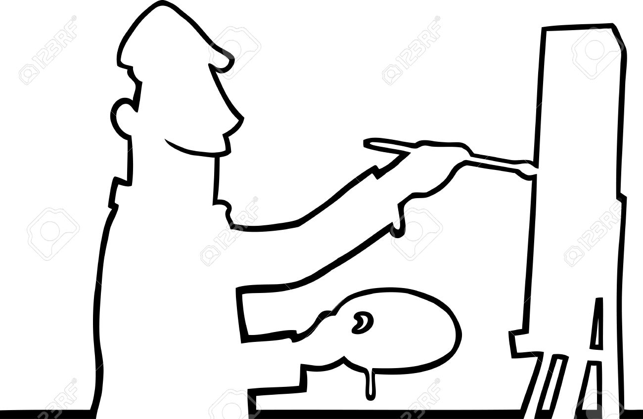 1300x848 Painter Painting On A Canvas Royalty Free Cliparts, Vectors,